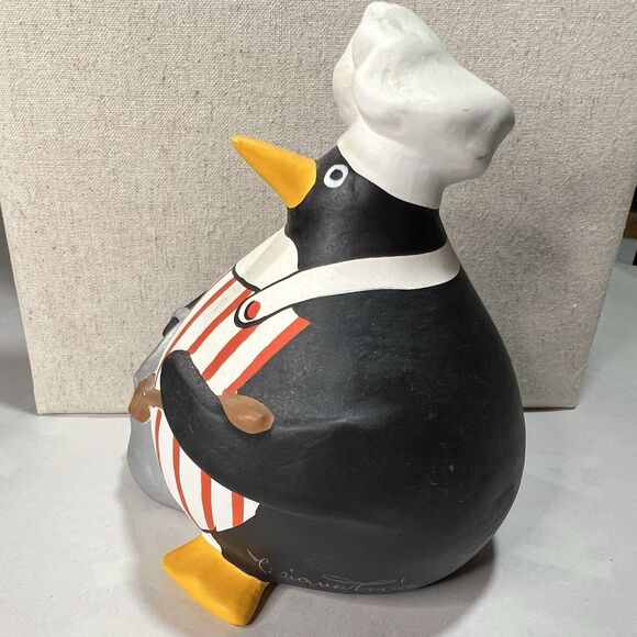 Ceramic Fat Penguin Chef Tiziana Coccia Signed Italy Whimsical Handmade - Picture 5 of 14